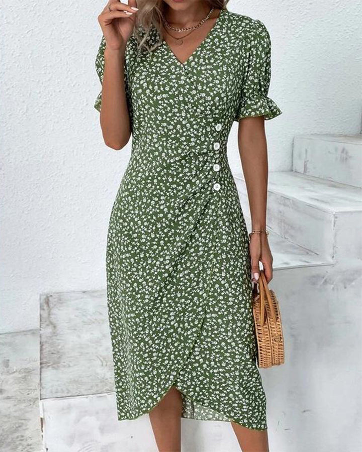 Elegantes Maxikleid Damen mit V-Ausschnitt – Festliche Kleider für Sommer, Perfekt für Gartenpartys und Freizeit 0