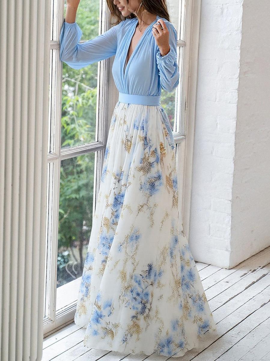Elegantes Maxikleid Sommer Damen mit Blumendruck - Lange Kleider für Stil und Komfort 1