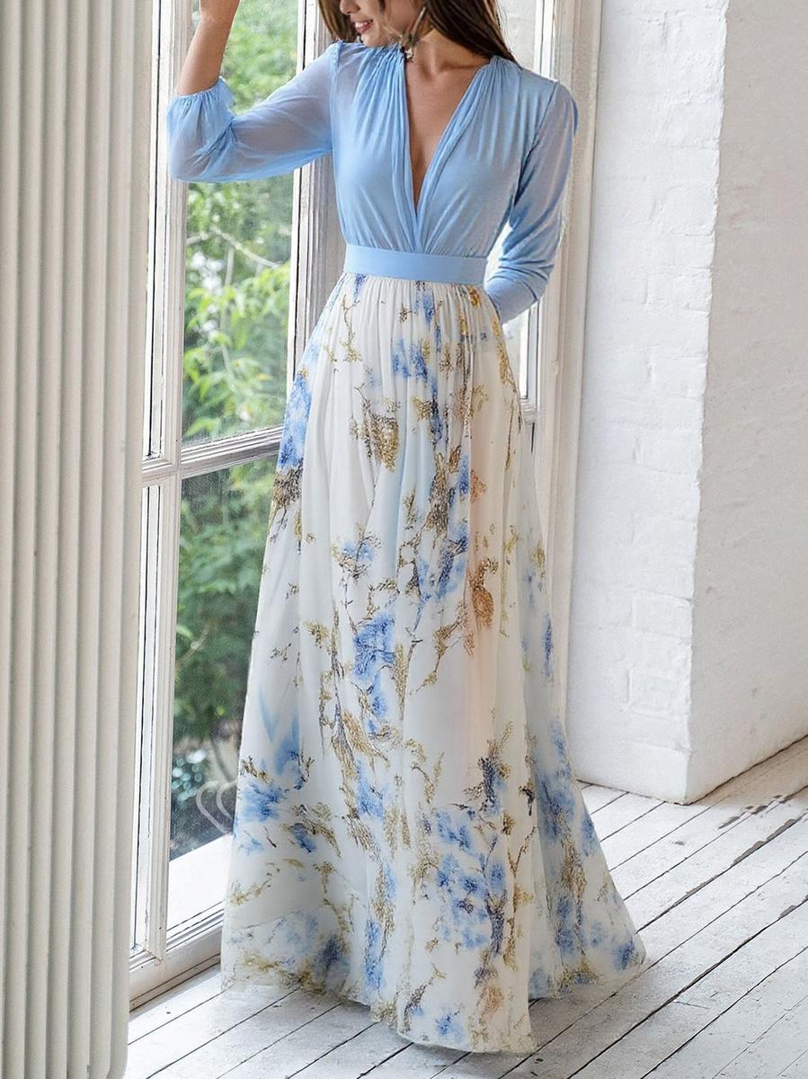Elegantes Maxikleid Sommer Damen mit Blumendruck - Lange Kleider für Stil und Komfort 2