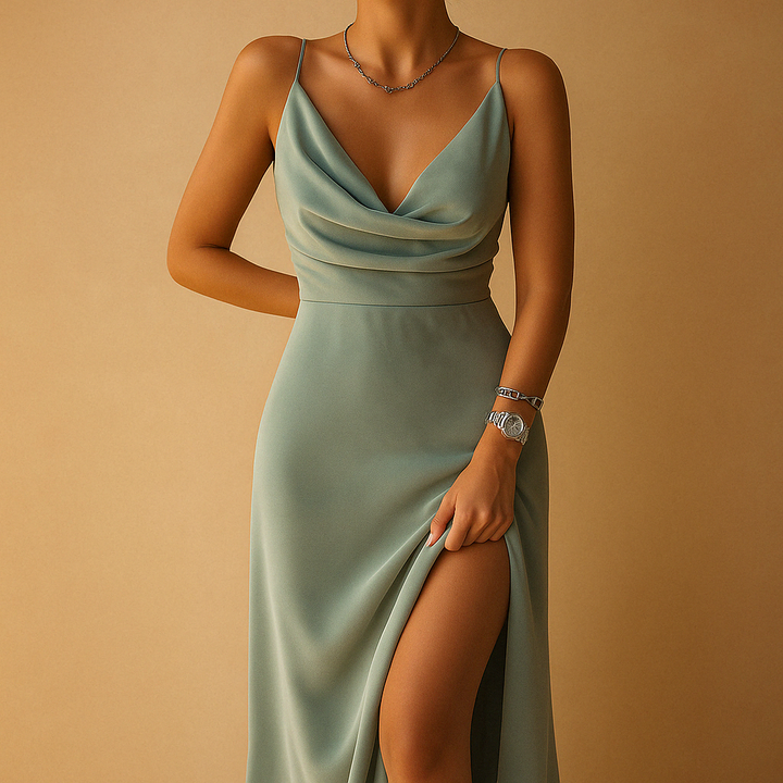 Elegantes Maxikleid für Damen mit V-Ausschnitt – Ideal für Hochzeiten und besondere Anlässe 0