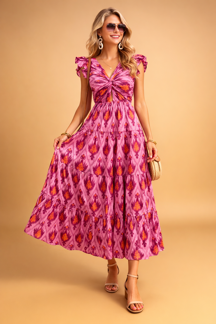 Elegantes Maxikleid mit Rüschen für Damen – Sommerliches Retro-Design 0