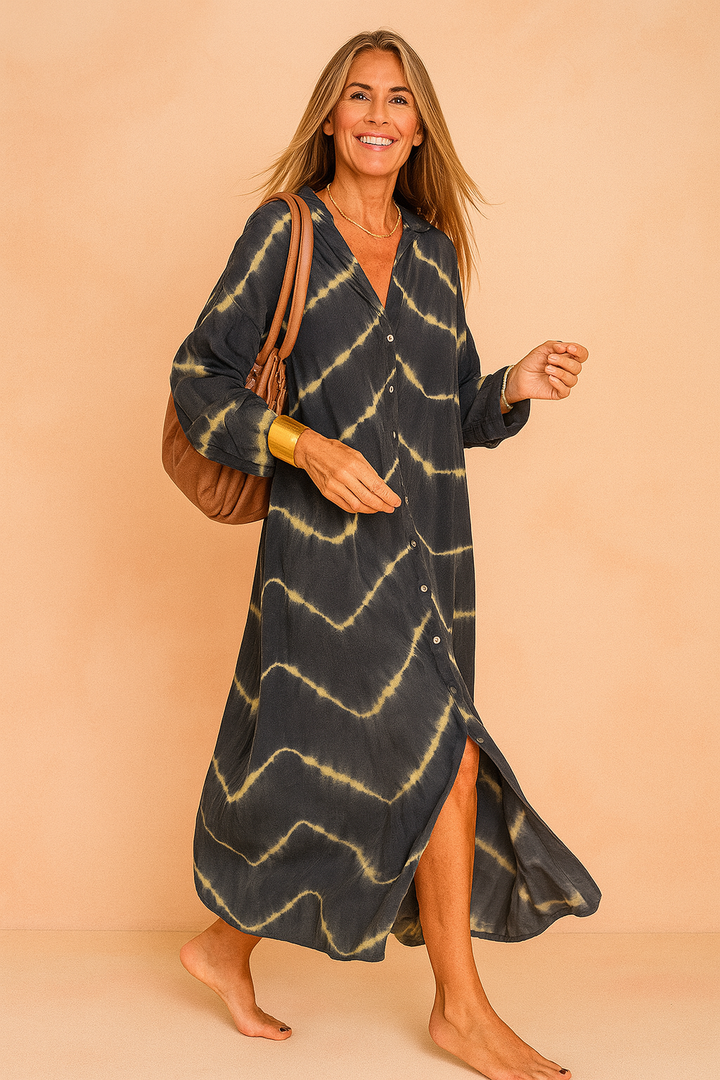 Elegantes Maxikleid mit V-Ausschnitt für Damen – Lässiger Boho-Stil für den Sommer 0