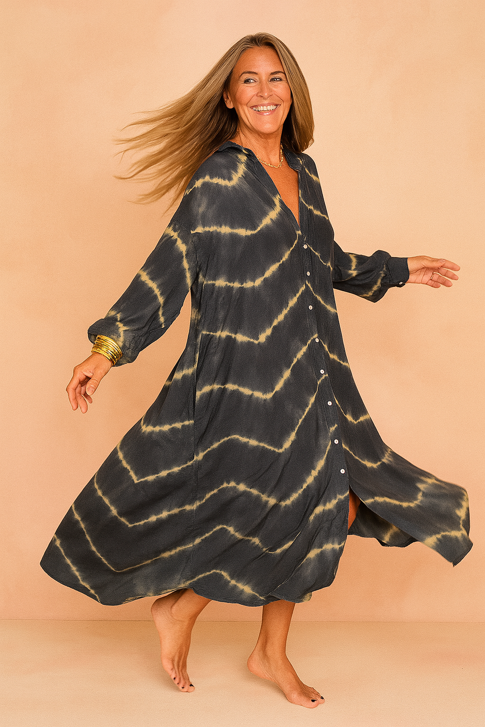 Elegantes Maxikleid mit V-Ausschnitt für Damen – Lässiger Boho-Stil für den Sommer 1