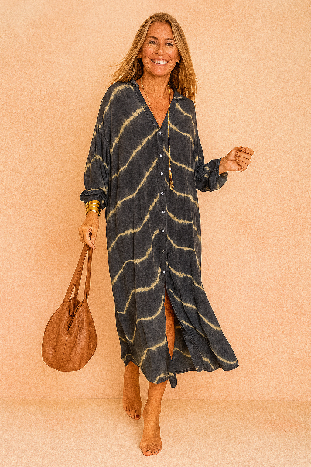 Elegantes Maxikleid mit V-Ausschnitt für Damen – Lässiger Boho-Stil für den Sommer 2