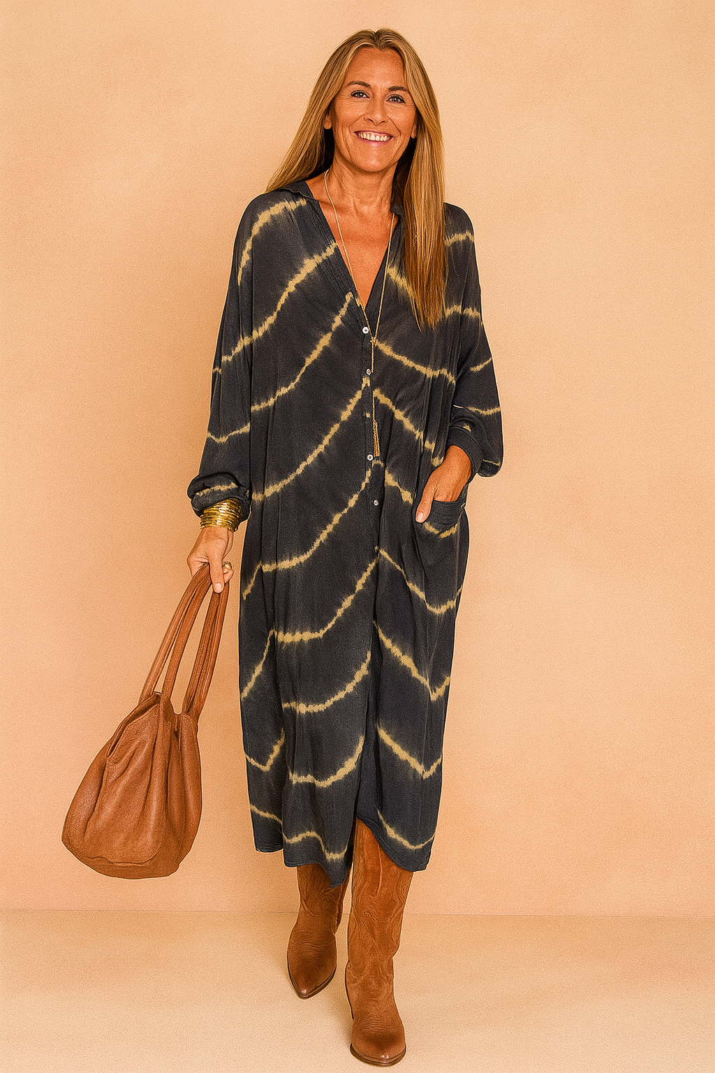 Elegantes Maxikleid mit V-Ausschnitt für Damen – Lässiger Boho-Stil für den Sommer 4