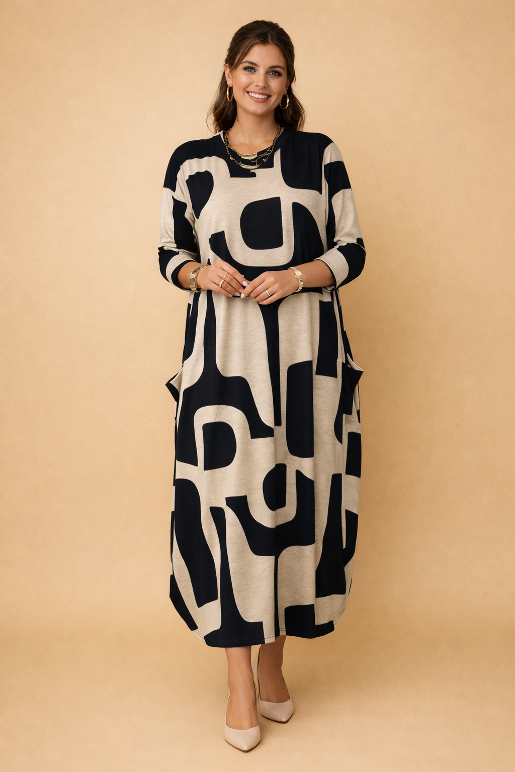 Elegantes Maxikleid mit Vintage-Print für Damen – Ideal für Sommer-Events 0