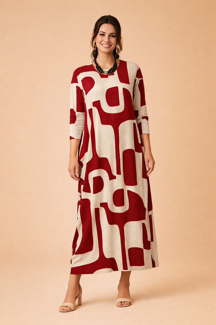 Elegantes Maxikleid mit Vintage-Print für Damen – Ideal für Sommer-Events 1