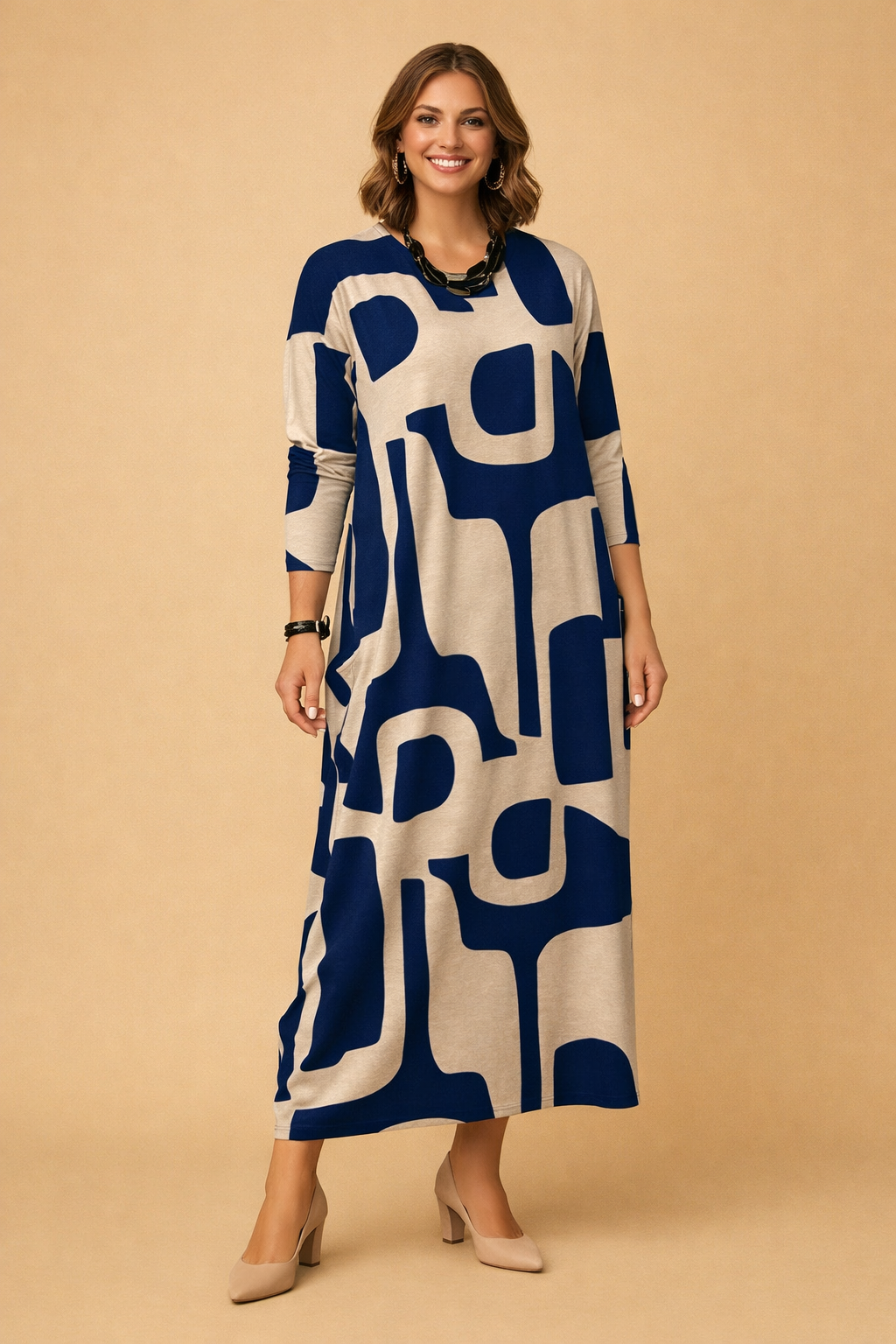 Elegantes Maxikleid mit Vintage-Print für Damen – Ideal für Sommer-Events 2