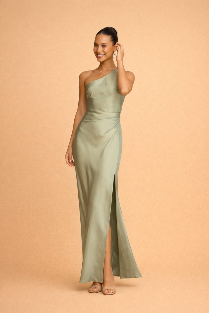 Elegantes Maxikleid mit asymmetrischem Schlitz für besondere Anlässe 0
