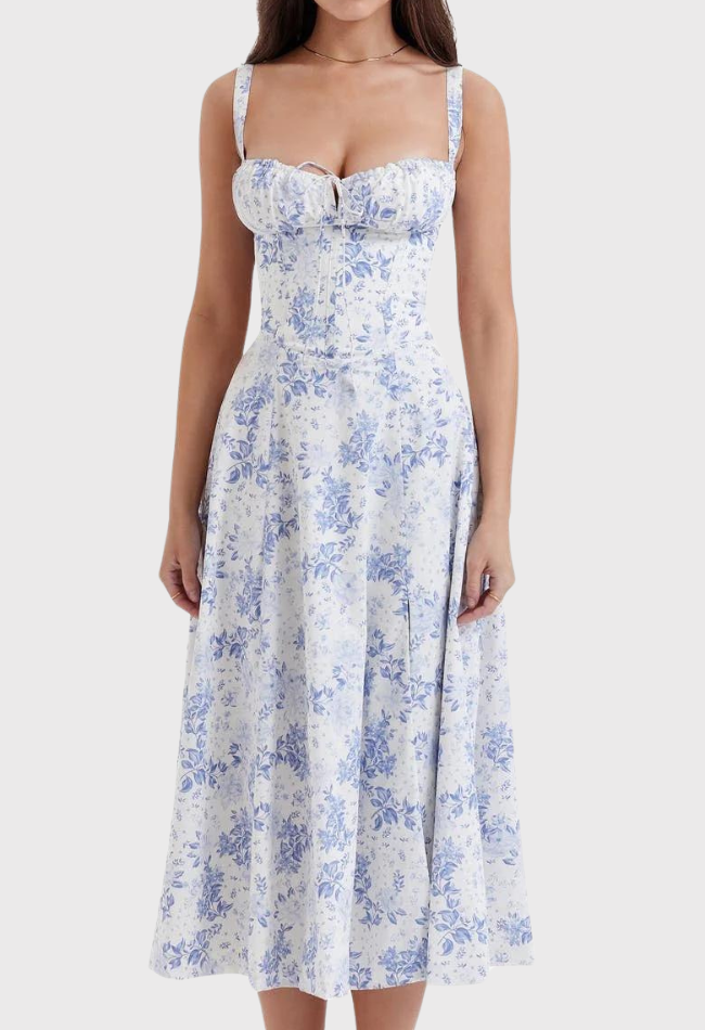 Elegantes Midi-Kleid für Damen mit Korsett-Design für den Sommer 2