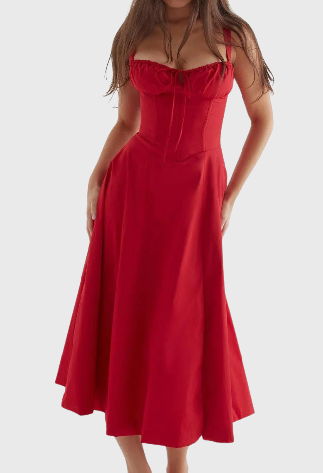 Elegantes Midi-Kleid für Damen mit Korsett-Design für den Sommer 4