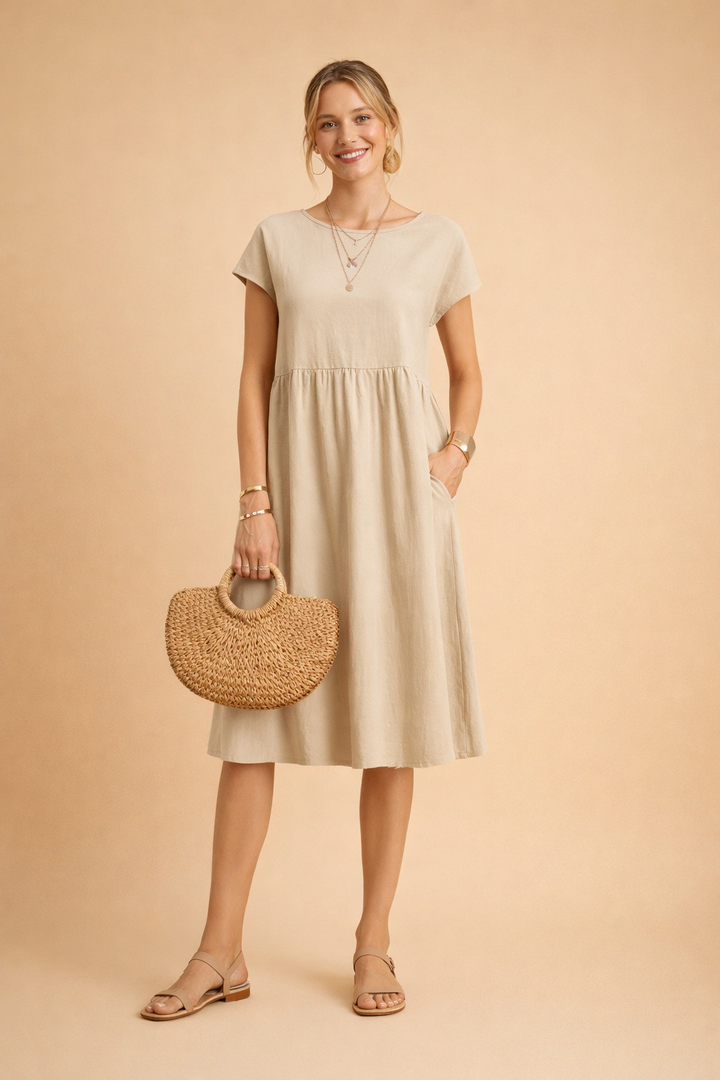 Elegantes Midi-Sommerkleid für Damen – Perfekt für warme Tage 0