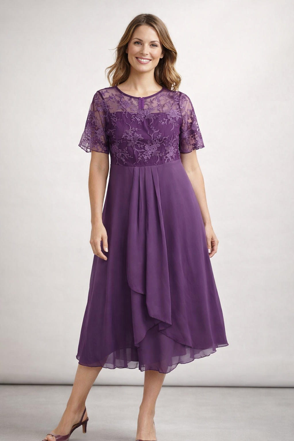 Elegantes Midi-Sommerkleid für Damen mit Spitzenoberteil – Ideal für Hochzeiten und Sommerpartys 3