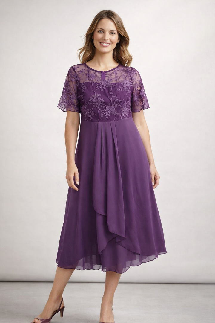 Elegantes Midi-Sommerkleid für Damen mit Spitzenoberteil – Ideal für Hochzeiten und Sommerpartys 3