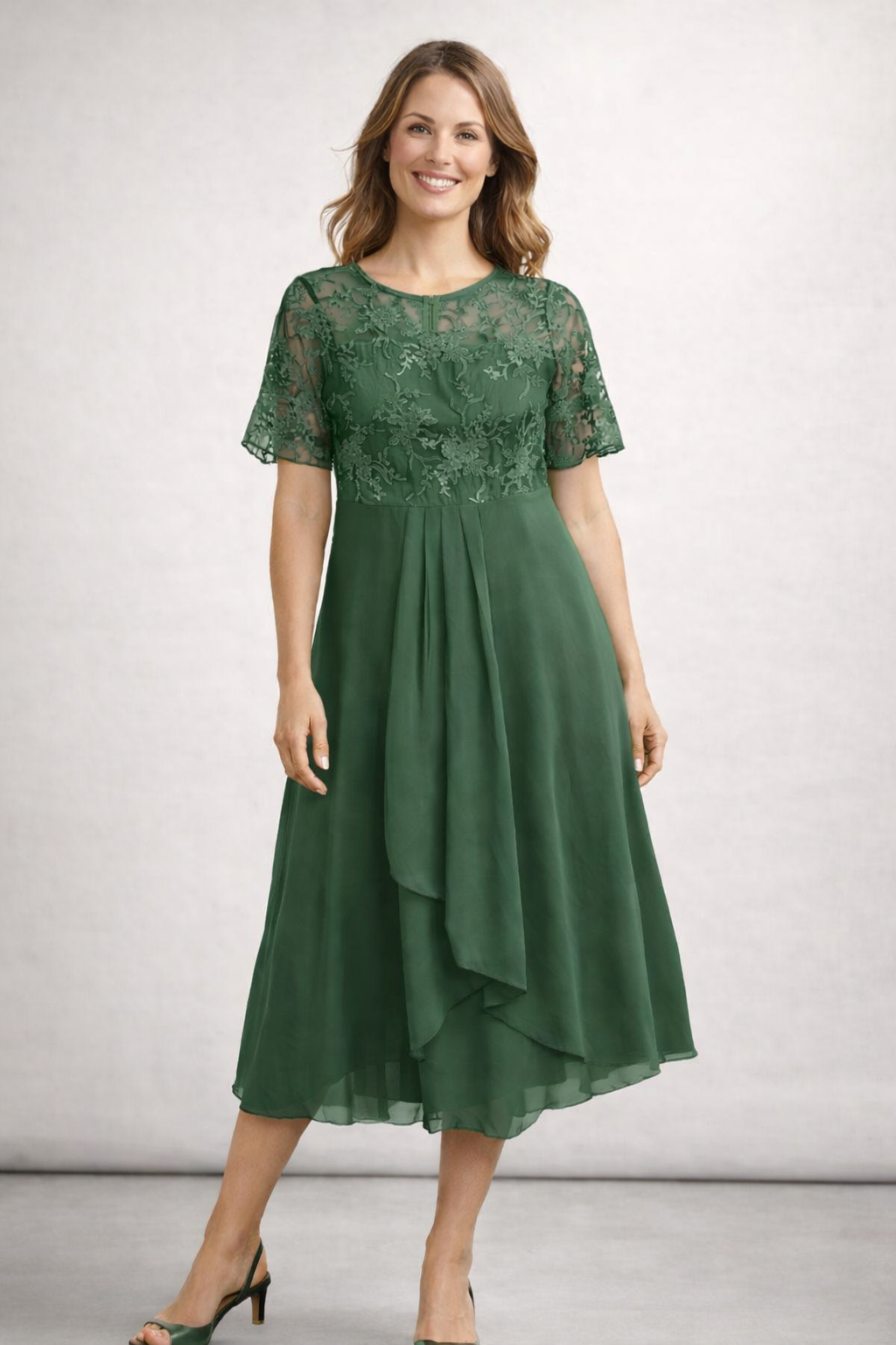 Elegantes Midi-Sommerkleid für Damen mit Spitzenoberteil – Ideal für Hochzeiten und Sommerpartys 4