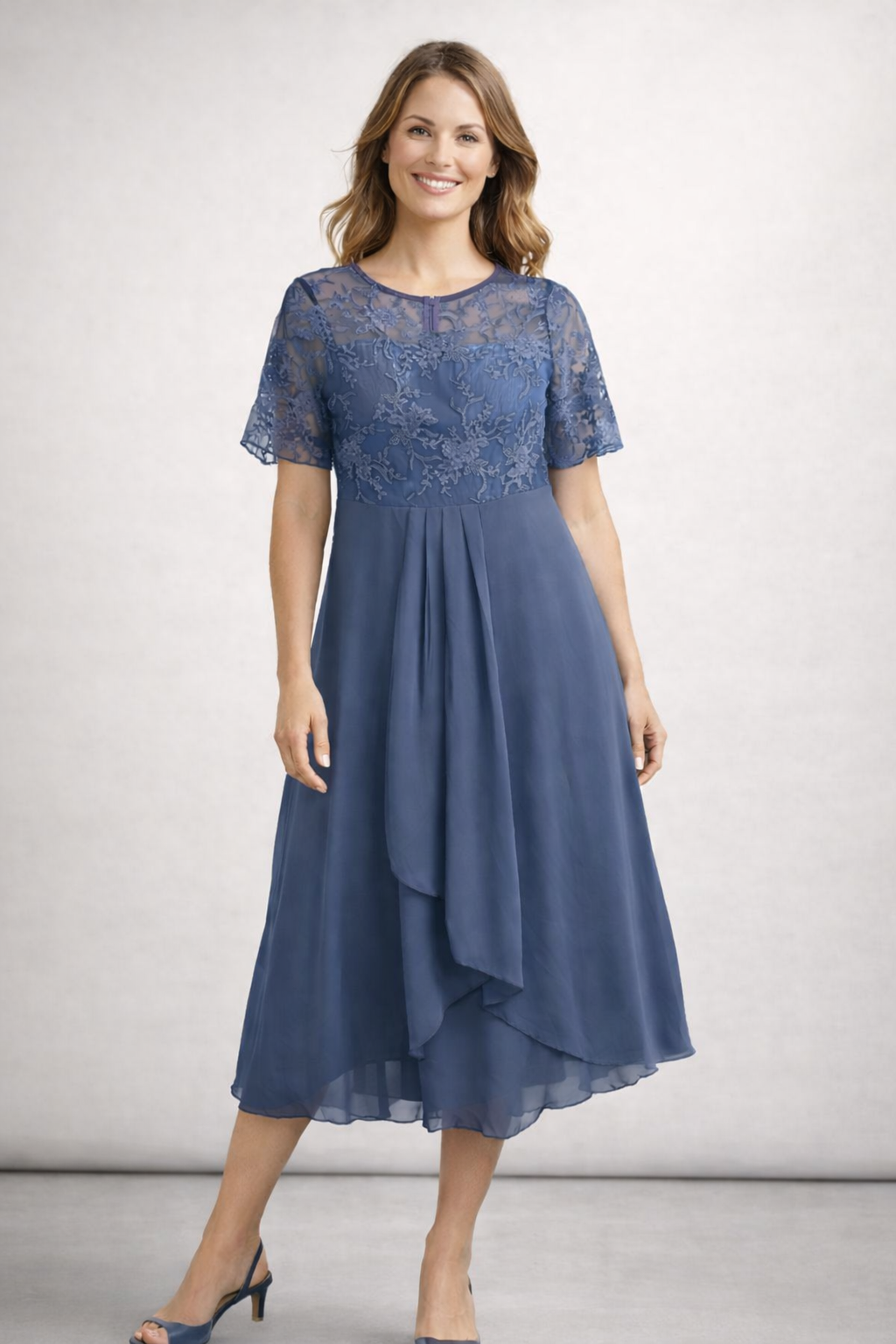 Elegantes Midi-Sommerkleid für Damen mit Spitzenoberteil – Ideal für Hochzeiten und Sommerpartys 5