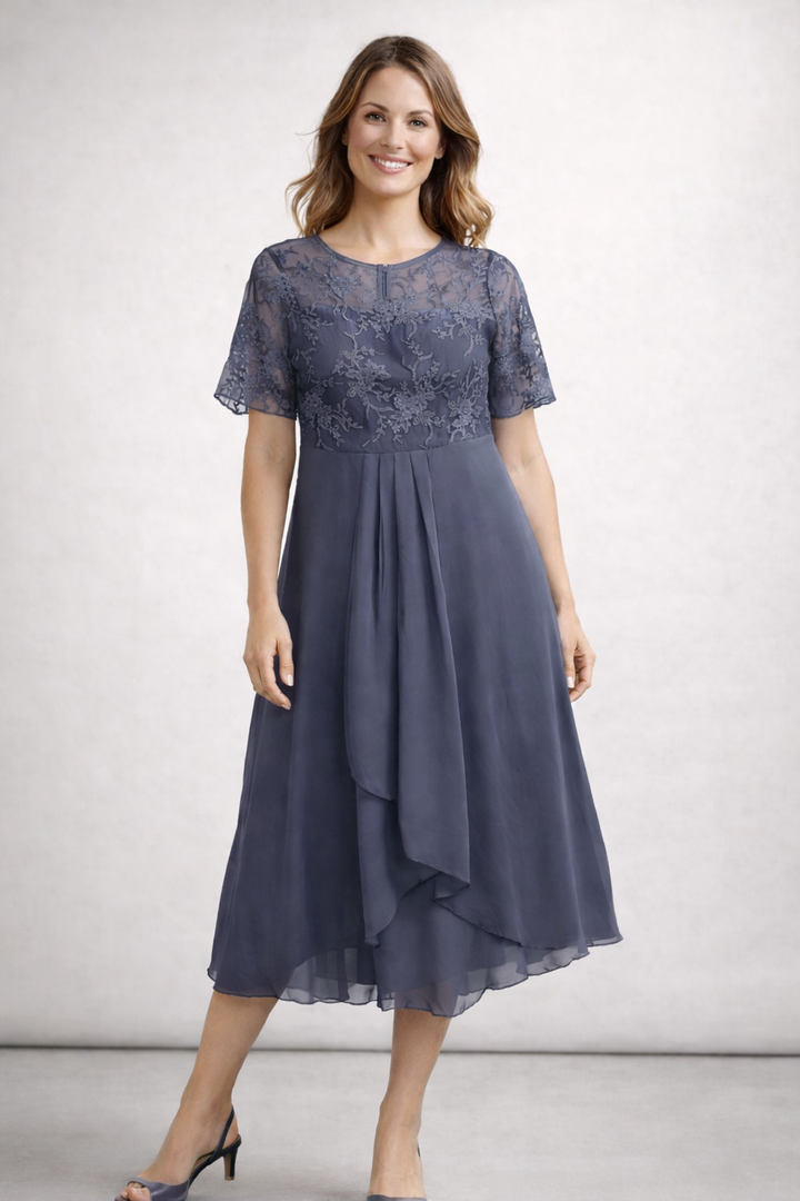 Elegantes Midi-Sommerkleid für Damen mit Spitzenoberteil – Ideal für Hochzeiten und Sommerpartys 6