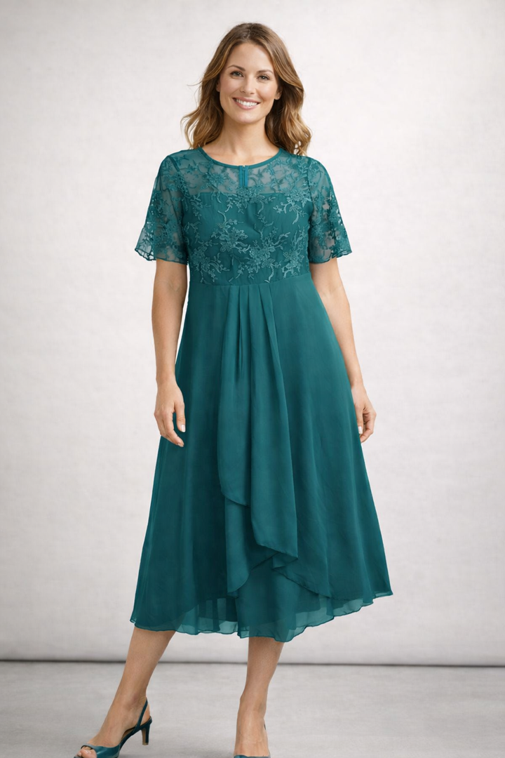 Elegantes Midi-Sommerkleid für Damen mit Spitzenoberteil – Ideal für Hochzeiten und Sommerpartys 7