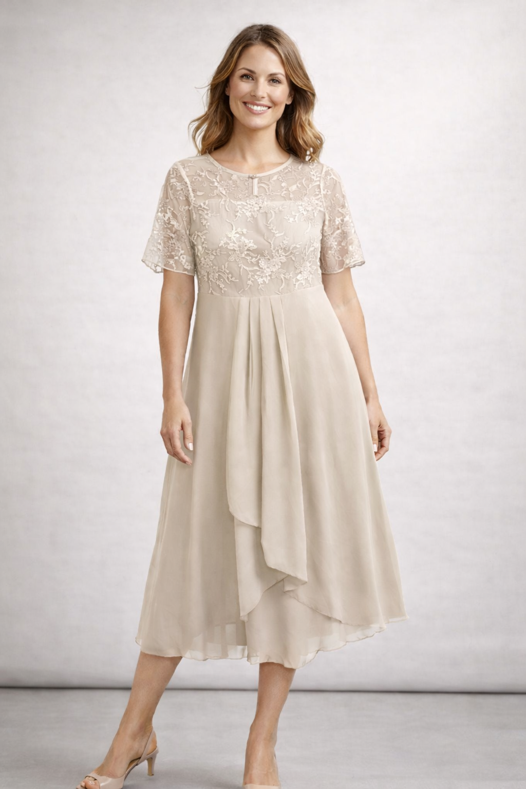 Elegantes Midi-Sommerkleid für Damen mit Spitzenoberteil – Ideal für Hochzeiten und Sommerpartys 9