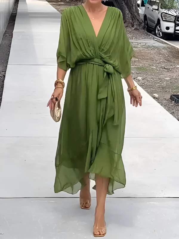 Elegantes Midi-Wickelkleid für stilvolle Anlässe und Alltag 1