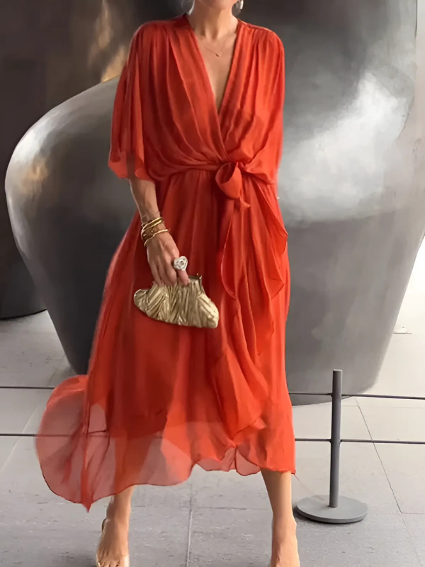 Elegantes Midi-Wickelkleid für stilvolle Anlässe und Alltag 3