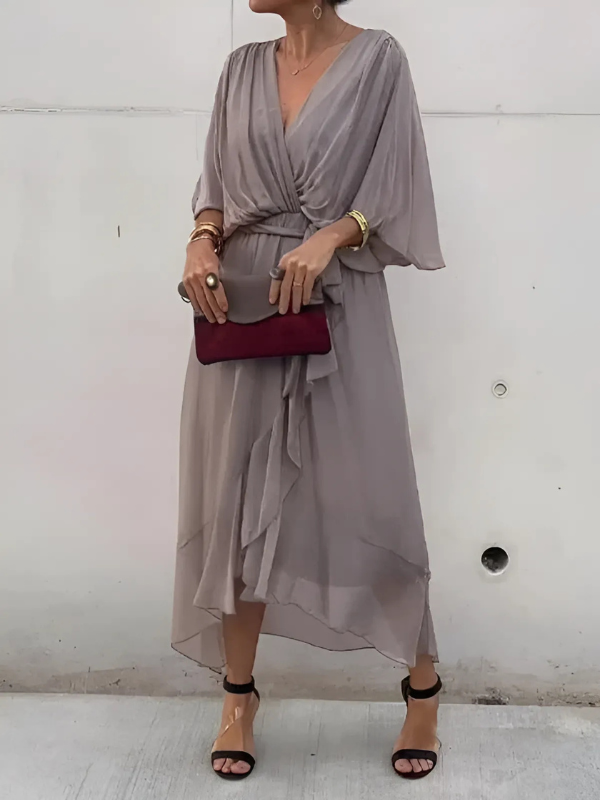 Elegantes Midi-Wickelkleid für stilvolle Anlässe und Alltag 6