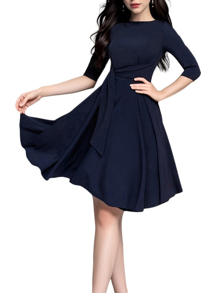 Elegantes Midikleid für Damen - Vielseitiges Festliches Kleid mit Schleife, Ideal für Büro und Abendveranstaltungen 0