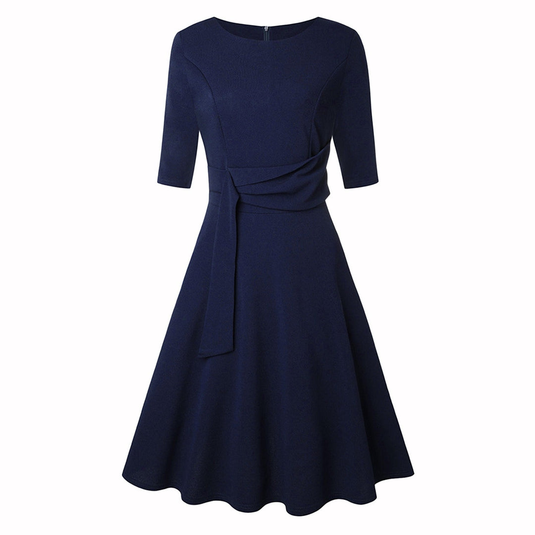 Elegantes Midikleid für Damen - Vielseitiges Festliches Kleid mit Schleife, Ideal für Büro und Abendveranstaltungen 2