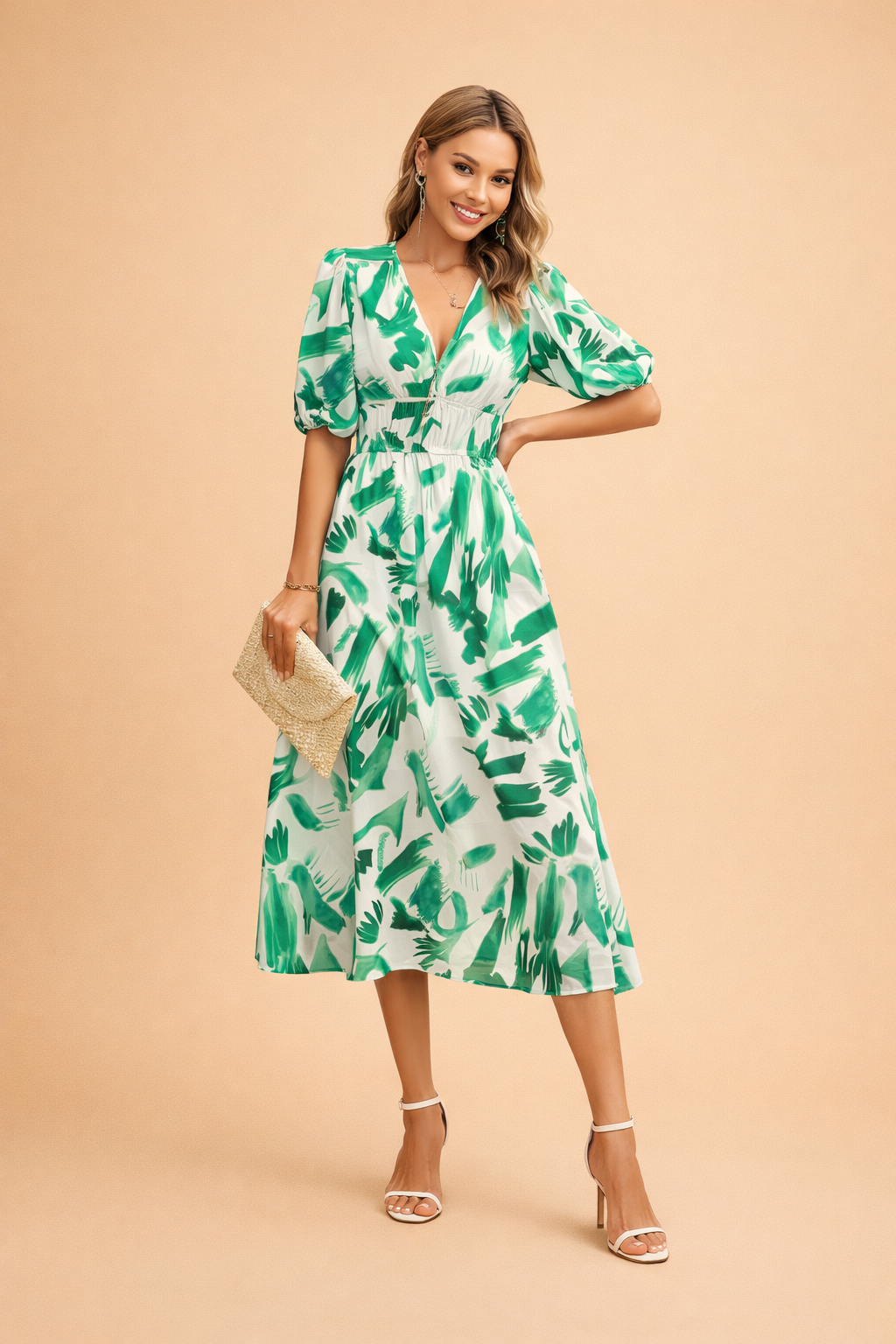 Elegantes Midikleid für Damen mit Blumenmuster für den Sommer 0