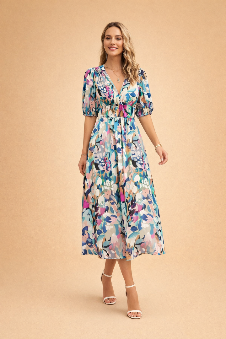 Elegantes Midikleid für Damen mit Blumenmuster für den Sommer 2