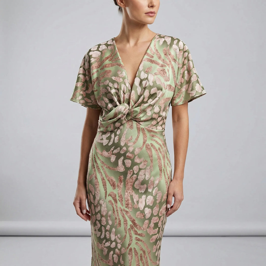 Elegantes Midikleid mit V-Ausschnitt für Sommerveranstaltungen 0