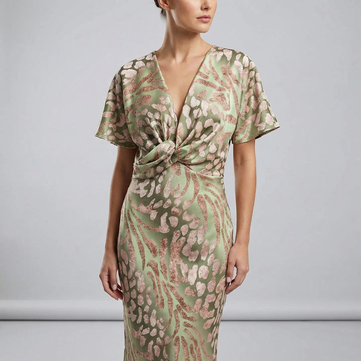 Elegantes Midikleid mit V-Ausschnitt für Sommerveranstaltungen 0