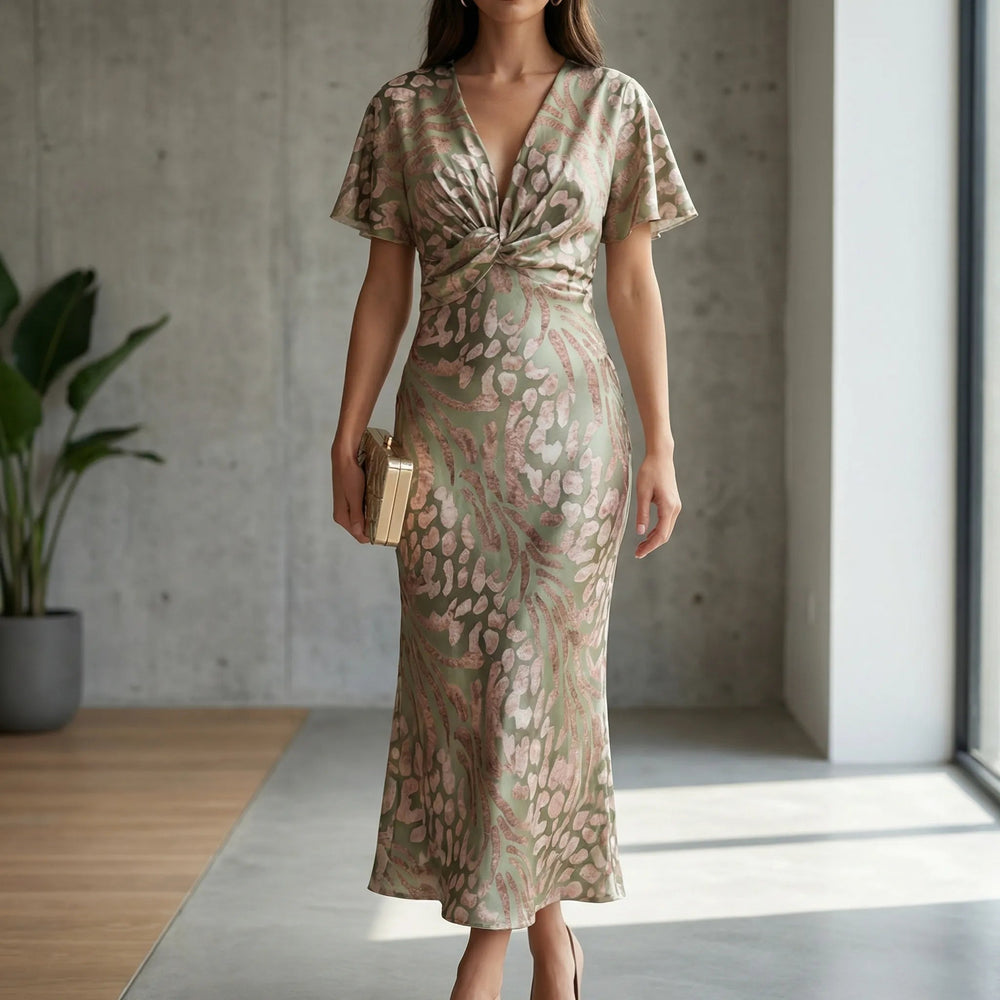 Elegantes Midikleid mit V-Ausschnitt für Sommerveranstaltungen 1