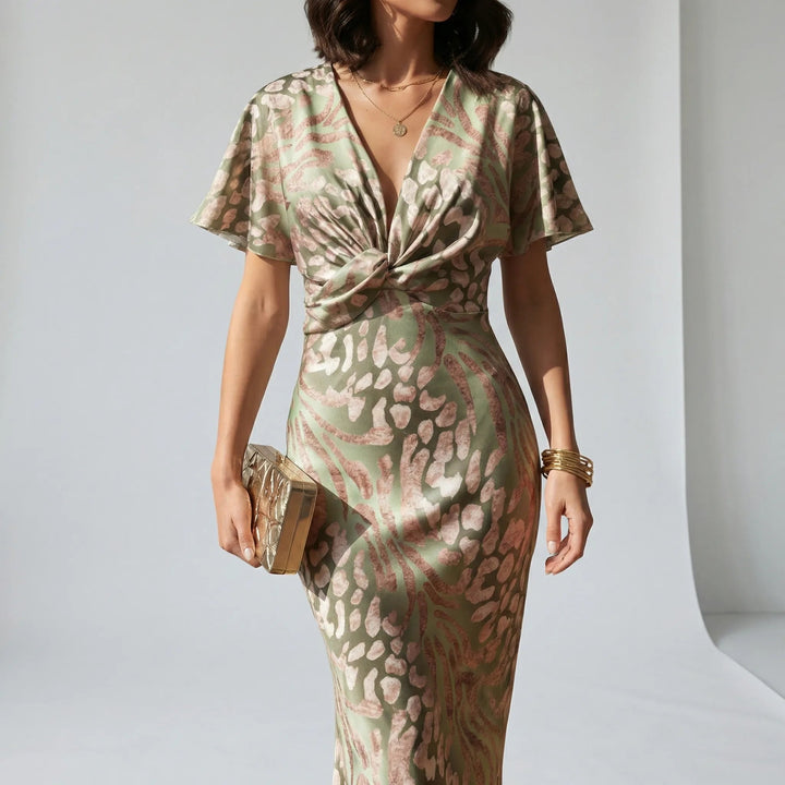 Elegantes Midikleid mit V-Ausschnitt für Sommerveranstaltungen 2