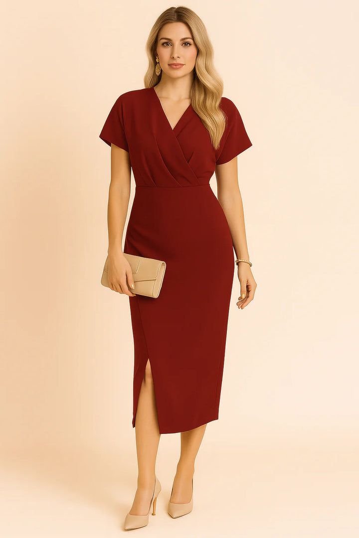Elegantes Midikleid mit V-Ausschnitt und Schlitz für besondere Anlässe 7