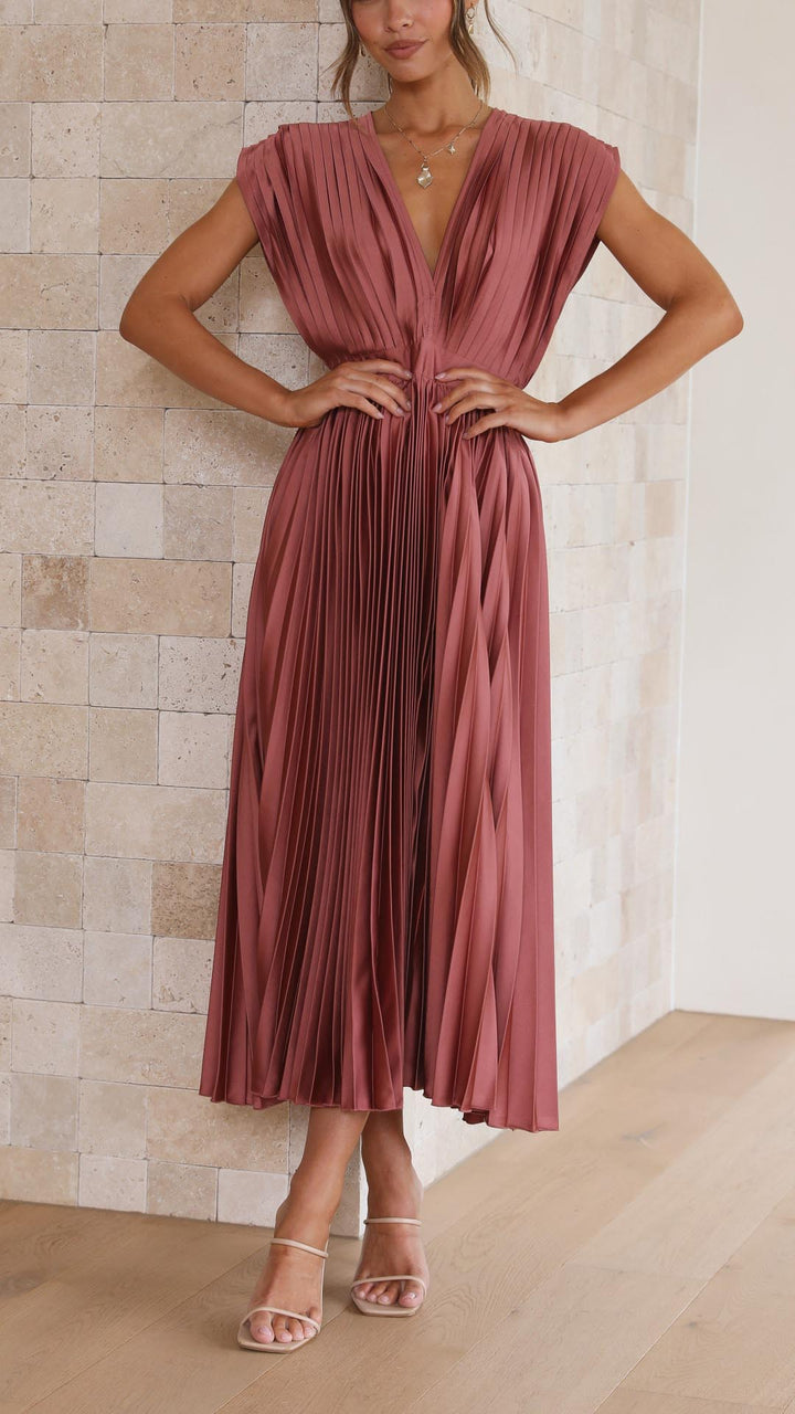 Elegantes Plissee Maxikleid Sommer für Frauen – Lange Kleider für Feste und besondere Anlässe 1