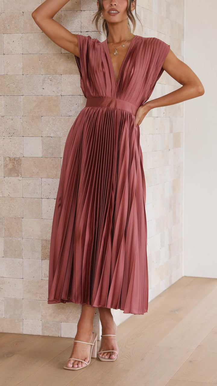 Elegantes Plissee Maxikleid Sommer für Frauen – Lange Kleider für Feste und besondere Anlässe 2