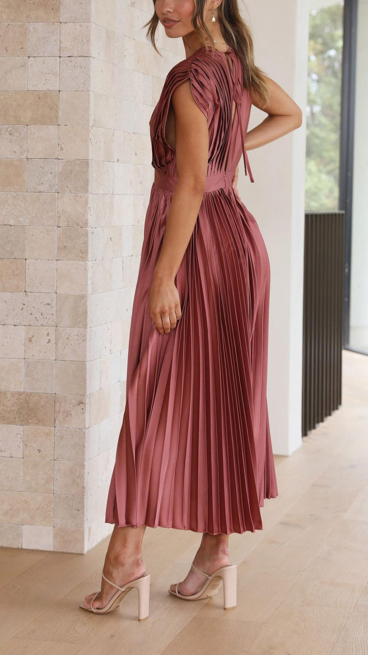 Elegantes Plissee Maxikleid Sommer für Frauen – Lange Kleider für Feste und besondere Anlässe 3