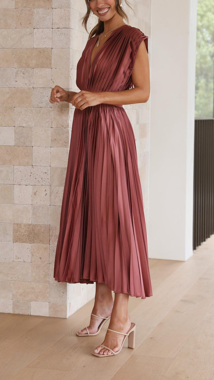 Elegantes Plissee Maxikleid Sommer für Frauen – Lange Kleider für Feste und besondere Anlässe 4
