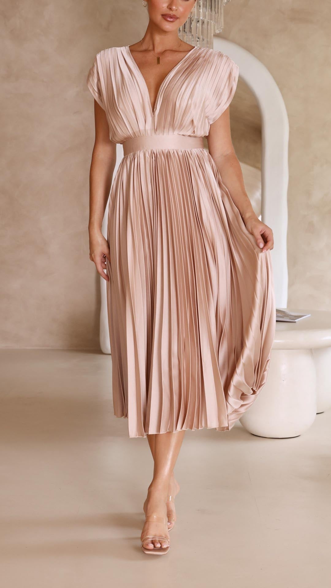 Elegantes Plissee Maxikleid Sommer für Frauen – Lange Kleider für Feste und besondere Anlässe 5