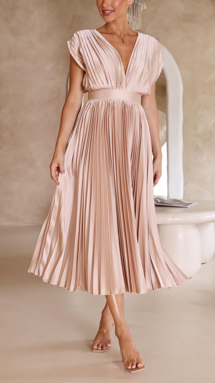 Elegantes Plissee Maxikleid Sommer für Frauen – Lange Kleider für Feste und besondere Anlässe 6