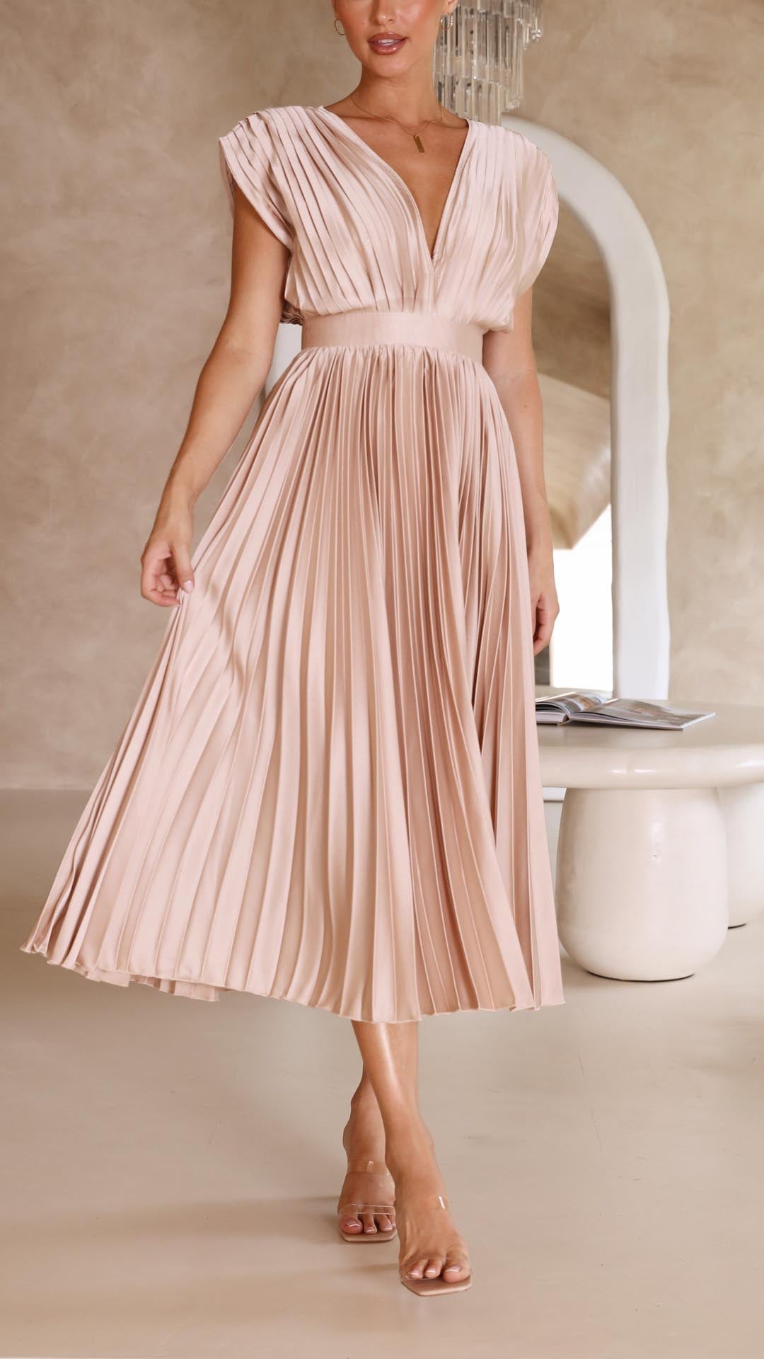 Elegantes Plissee Maxikleid Sommer für Frauen – Lange Kleider für Feste und besondere Anlässe 7