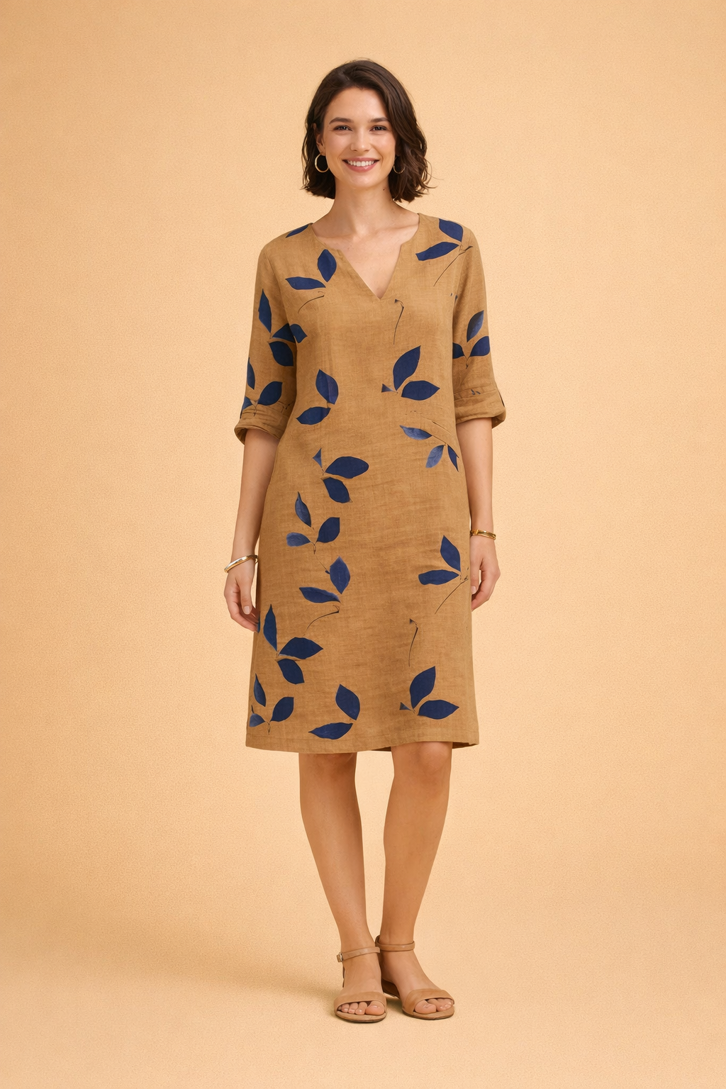 Elegantes Sommerkleid Damen mit Blätterprint – Vielseitiges Sommerkleid für Frauen, Ideal für Jeden Anlass 2