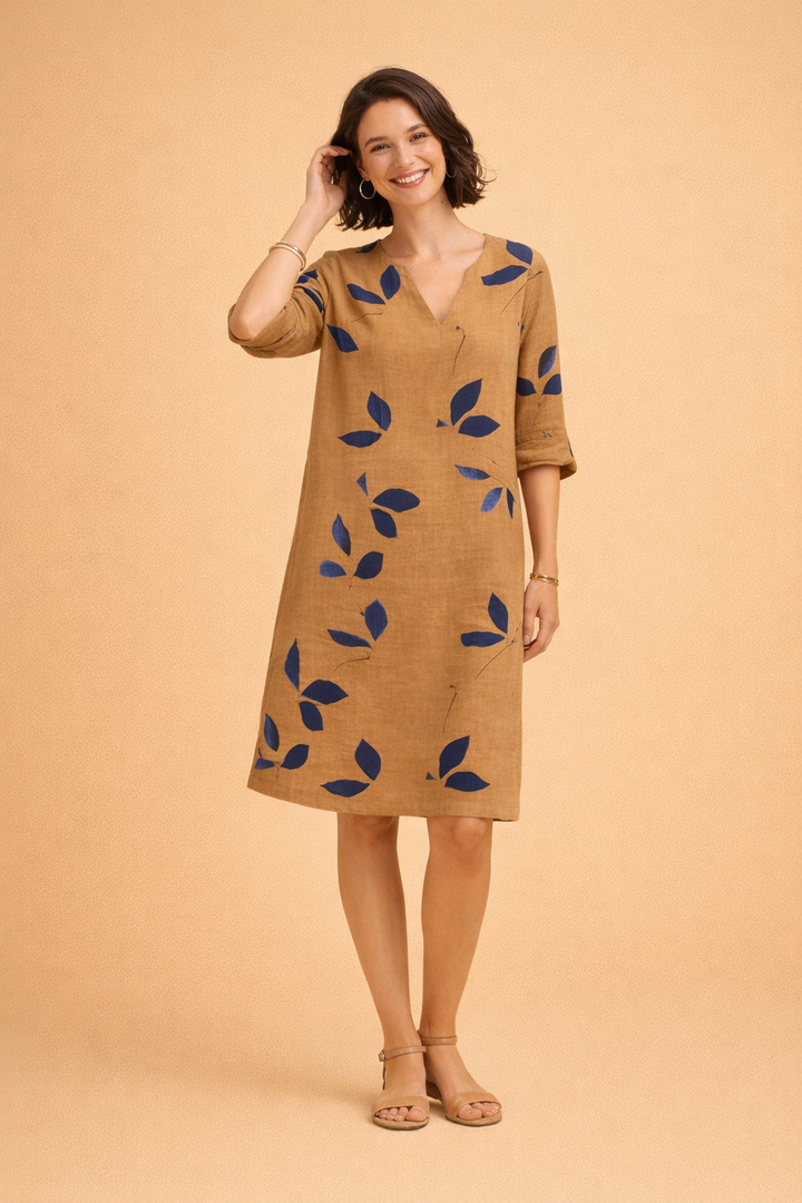 Elegantes Sommerkleid Damen mit Blätterprint – Vielseitiges Sommerkleid für Frauen, Ideal für Jeden Anlass 3