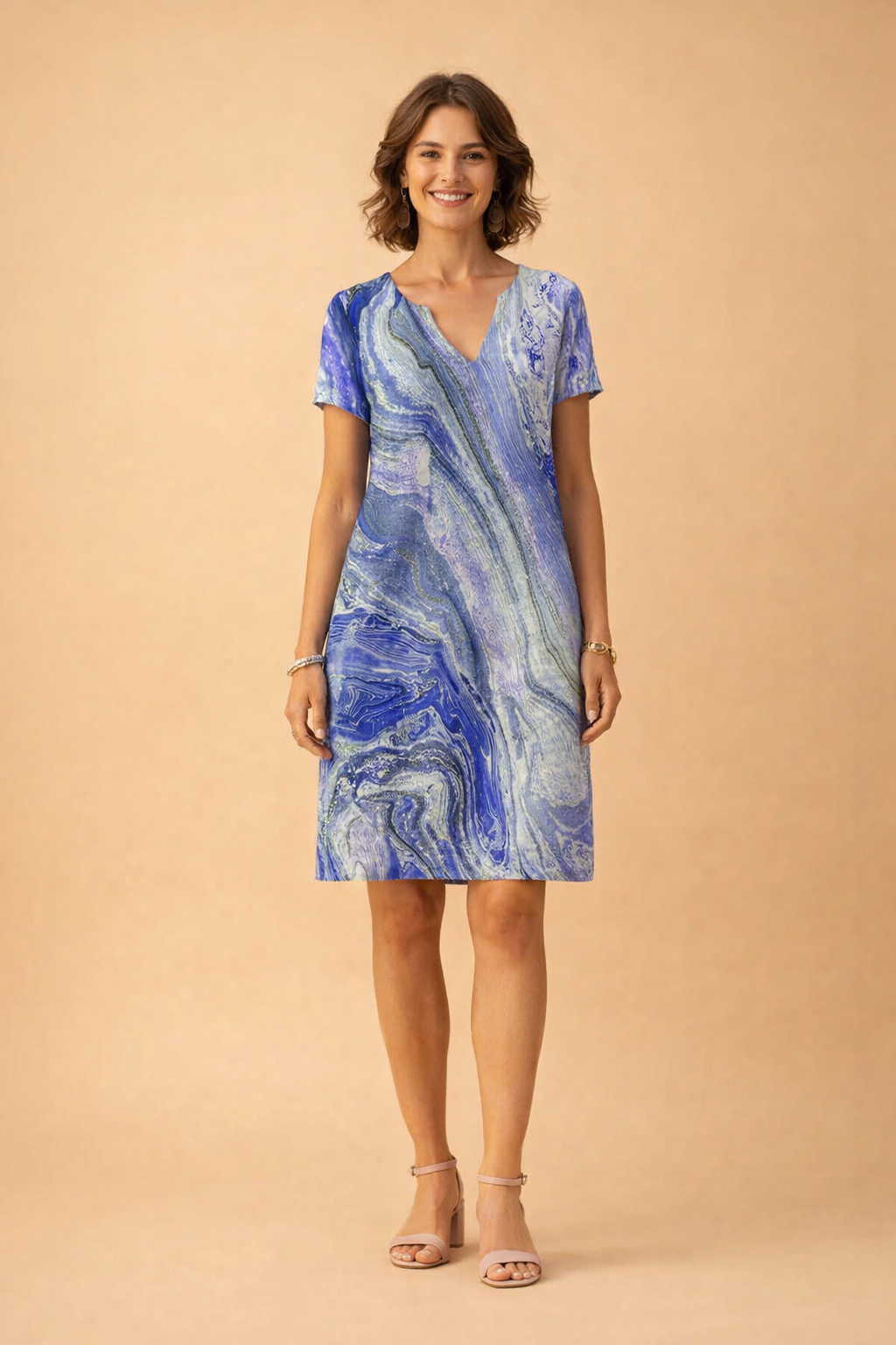 Elegantes Sommerkleid Damen mit V-Ausschnitt – Ideal für Gartenpartys und Strandausflüge, Fließende Silhouette für jeden Anlass 2