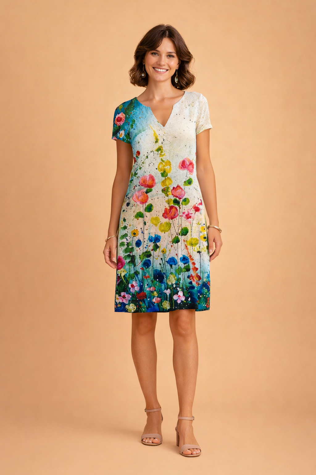 Elegantes Sommerkleid Damen mit V-Ausschnitt – Ideal für Gartenpartys und Strandausflüge, Fließende Silhouette für jeden Anlass 3