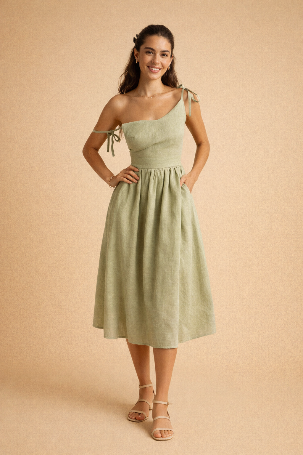 Elegantes Sommerkleid für Frauen - A-Linien-Schnitt mit V-Ausschnitt 0