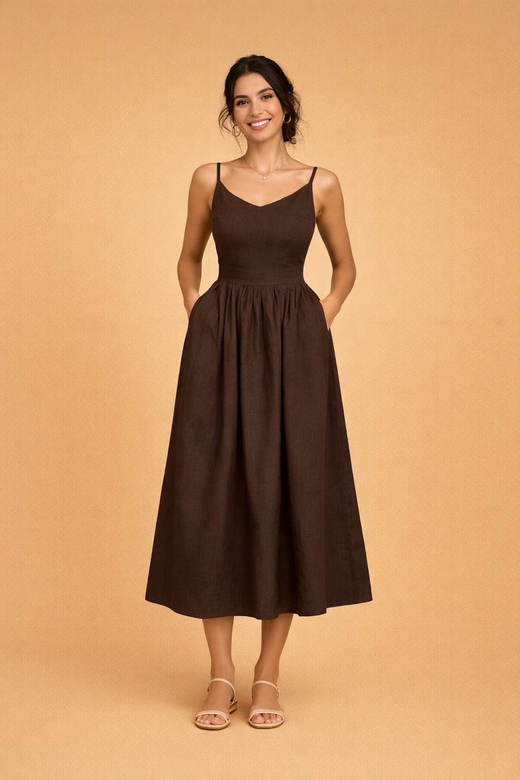 Elegantes Sommerkleid für Frauen - A-Linien-Schnitt mit V-Ausschnitt 1
