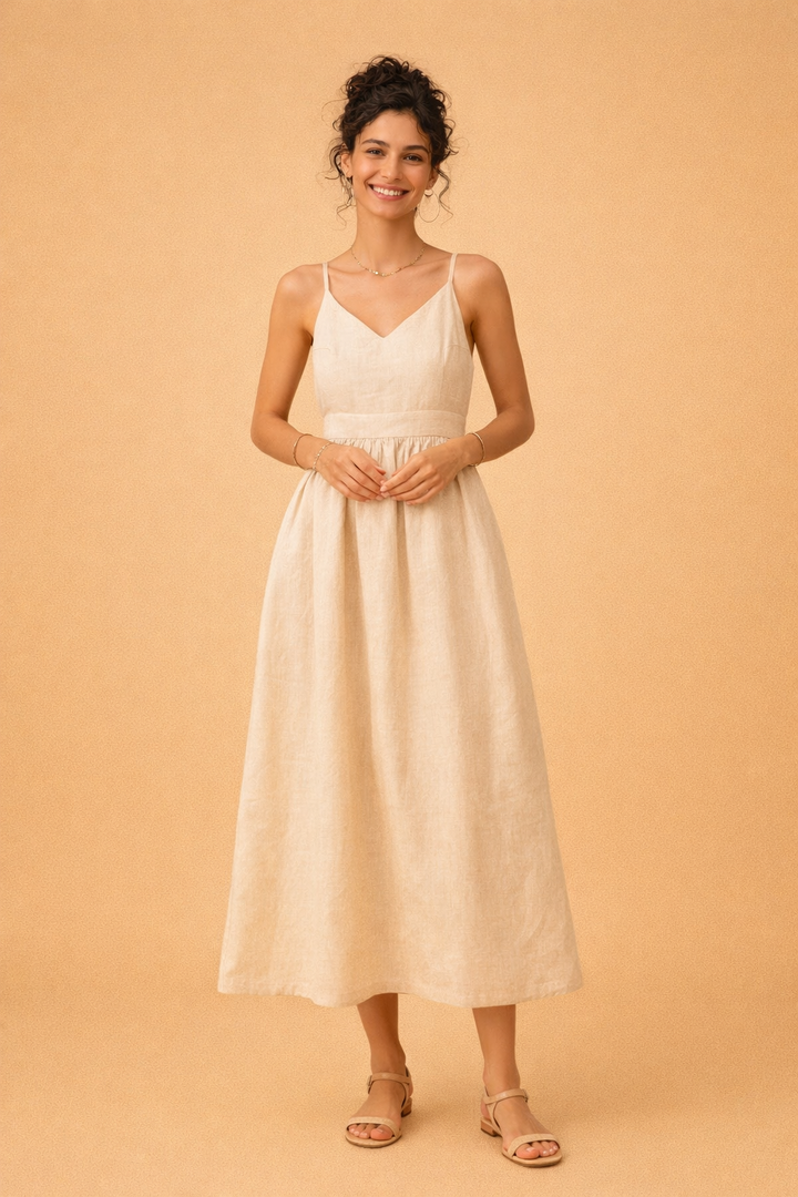 Elegantes Sommerkleid für Frauen - A-Linien-Schnitt mit V-Ausschnitt 2