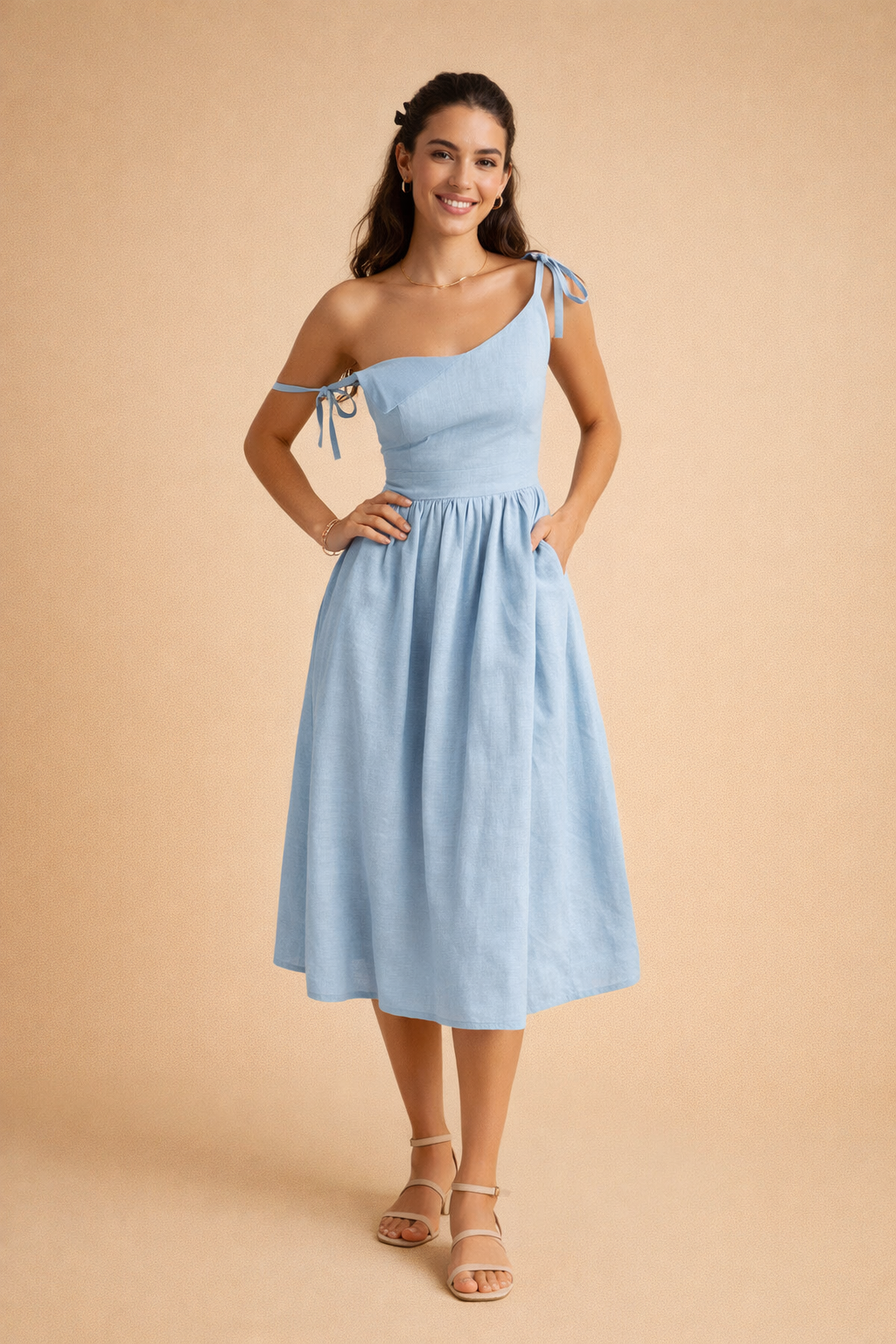 Elegantes Sommerkleid für Frauen - A-Linien-Schnitt mit V-Ausschnitt 3